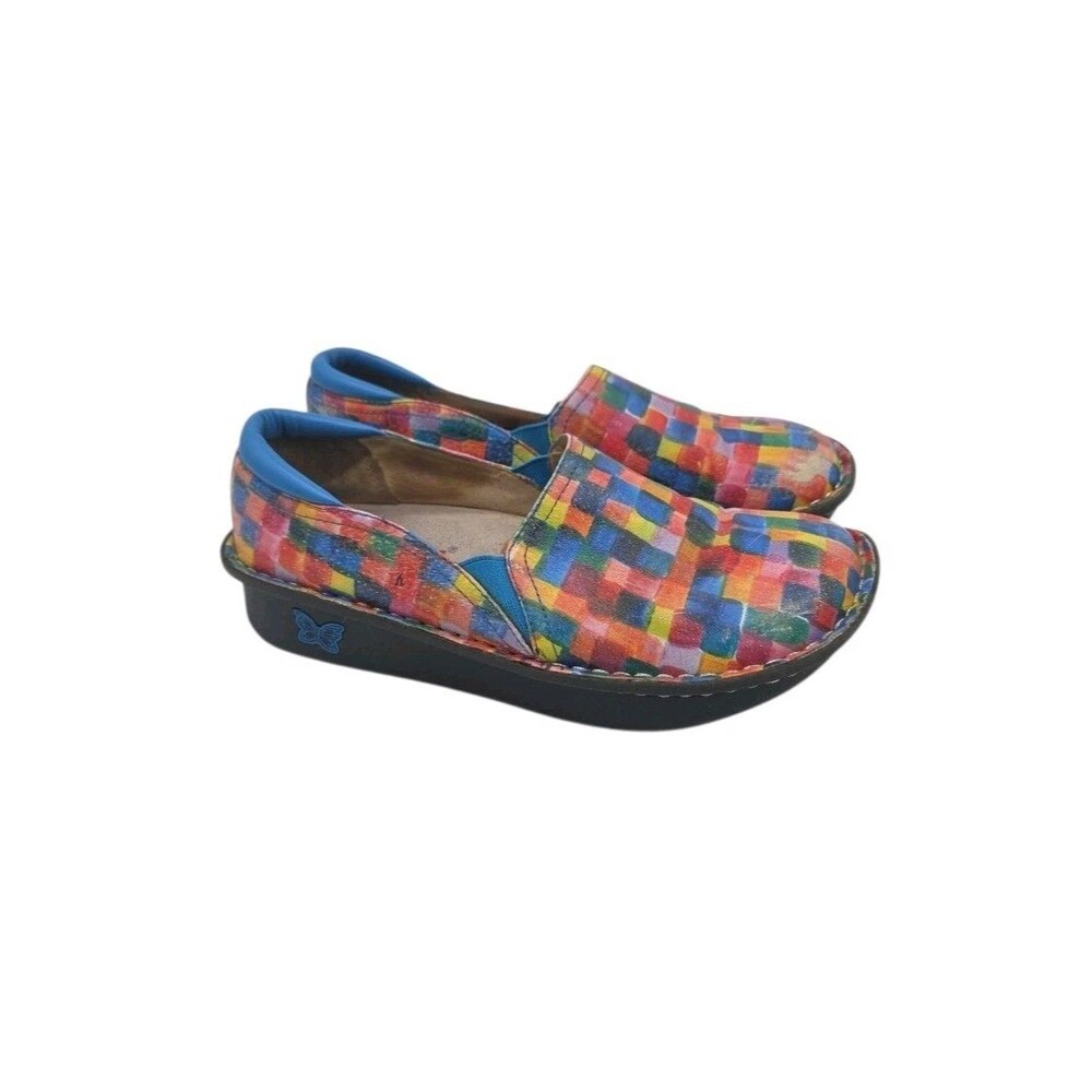 Alegria Women US 6/6.5 EUR 36 Debra 569 Art Leather Colorful Clog Shoes Rainbow